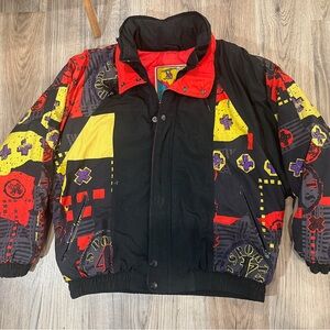 STEEP SLOPES Fashion SkiWear 80's/ 90's Vintage Ski Jacket Black/ Red/ Yellow